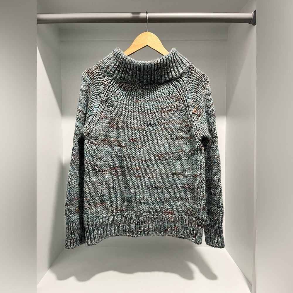 Anthropologie Moth Light Blue Chunky Knit Alpaca Wool Blend Mock Neck Sweater S